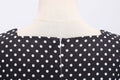 Womens 1950s Vintage Dress Bowknot Prom Short Sleeve Polka Dot Party Dress Black