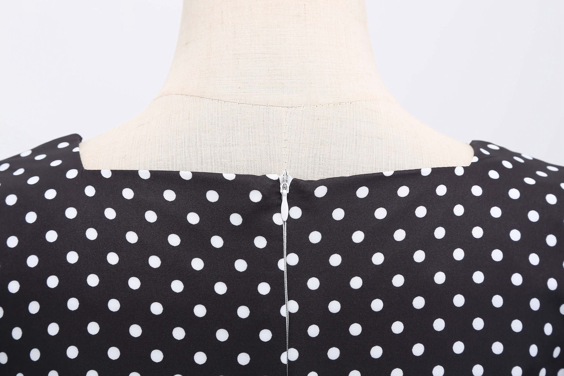 Womens 1950s Vintage Dress Bowknot Prom Short Sleeve Polka Dot Party Dress Black