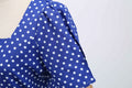 Womens 1950s Vintage Dress Bowknot Prom Short Sleeve Polka Dot Party Dress Blue