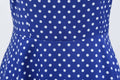 Womens 1950s Vintage Dress Bowknot Prom Short Sleeve Polka Dot Party Dress Blue