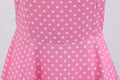 Womens 1950s Vintage Dress Bowknot Prom Short Sleeve Polka Dot Party Dress Pink