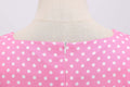 Womens 1950s Vintage Dress Bowknot Prom Short Sleeve Polka Dot Party Dress Pink