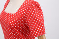 Womens 1950s Vintage Dress Bowknot Prom Short Sleeve Polka Dot Party Dress Red