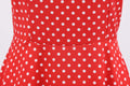 Womens 1950s Vintage Dress Bowknot Prom Short Sleeve Polka Dot Party Dress Red