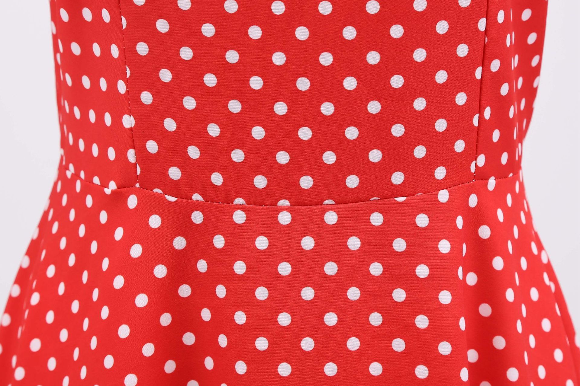 Womens 1950s Vintage Dress Bowknot Prom Short Sleeve Polka Dot Party Dress Red