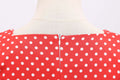 Womens 1950s Vintage Dress Bowknot Prom Short Sleeve Polka Dot Party Dress Red