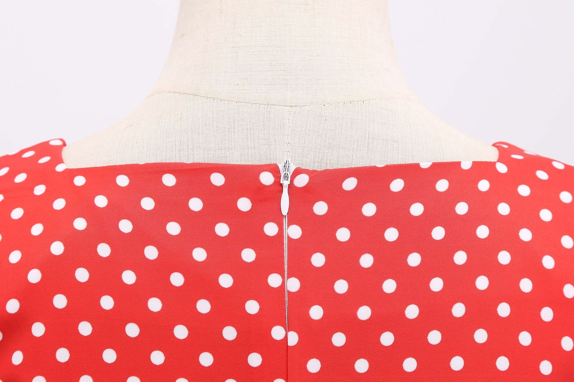 Womens 1950s Vintage Dress Bowknot Prom Short Sleeve Polka Dot Party Dress Red