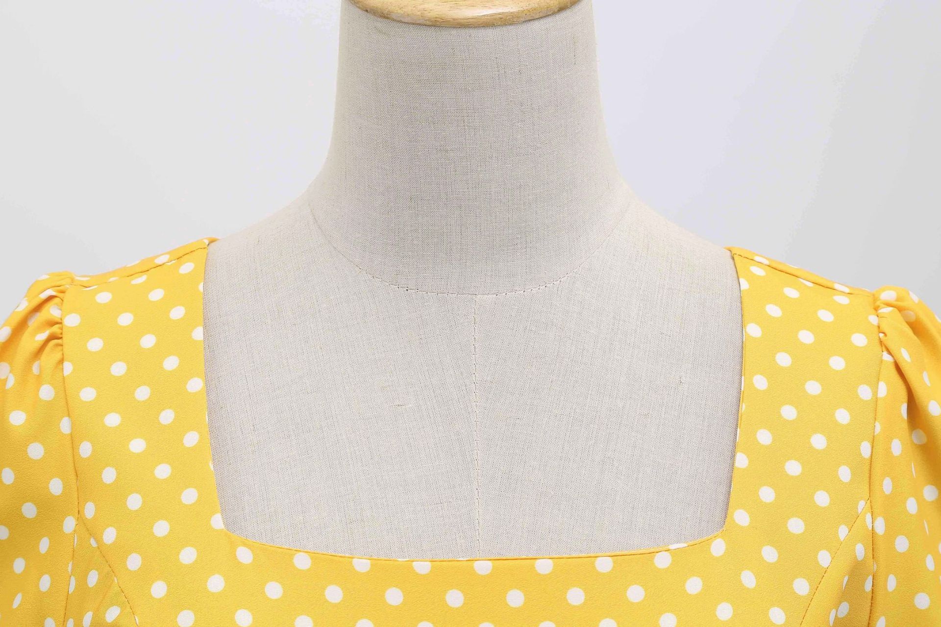 Womens 1950s Vintage Dress Bowknot Prom Short Sleeve Polka Dot Party Dress Yellow