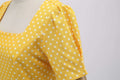 Womens 1950s Vintage Dress Bowknot Prom Short Sleeve Polka Dot Party Dress Yellow