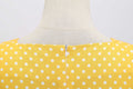 Womens 1950s Vintage Dress Bowknot Prom Short Sleeve Polka Dot Party Dress Yellow