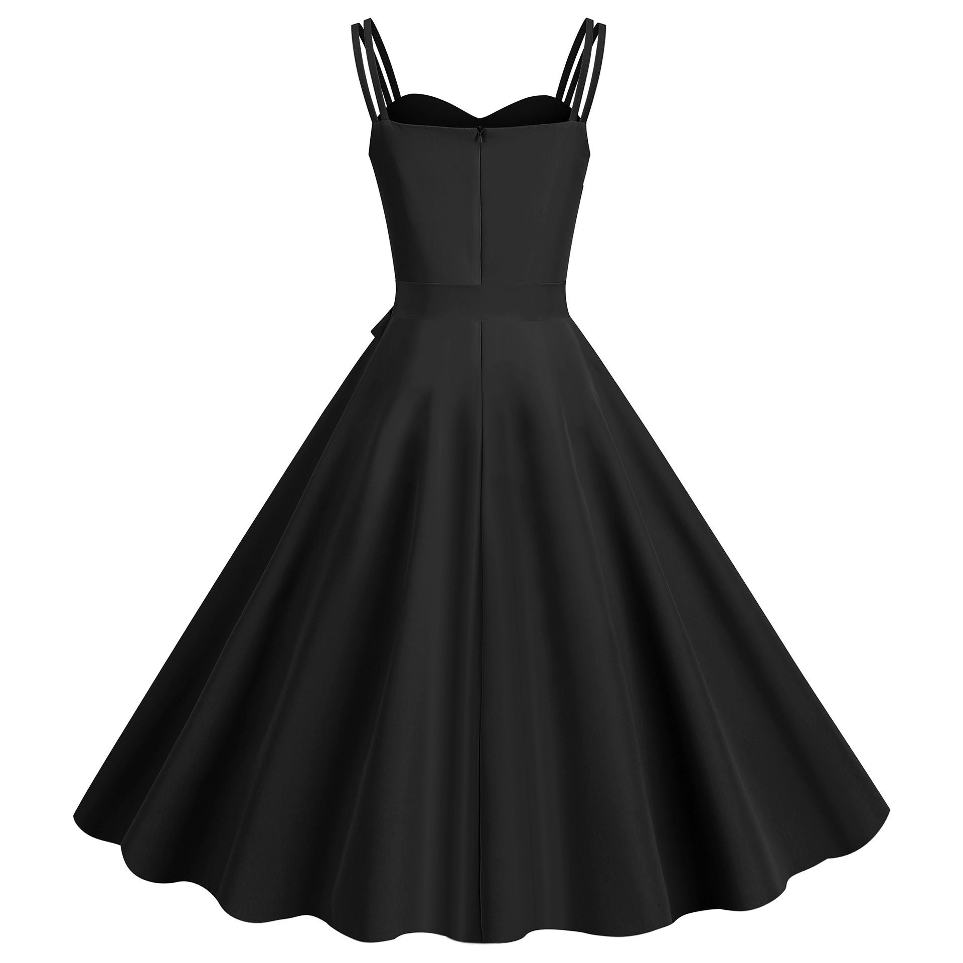 Womens 50s 60s A Line Rockabilly Dress Vintage Swing Party Dress Black