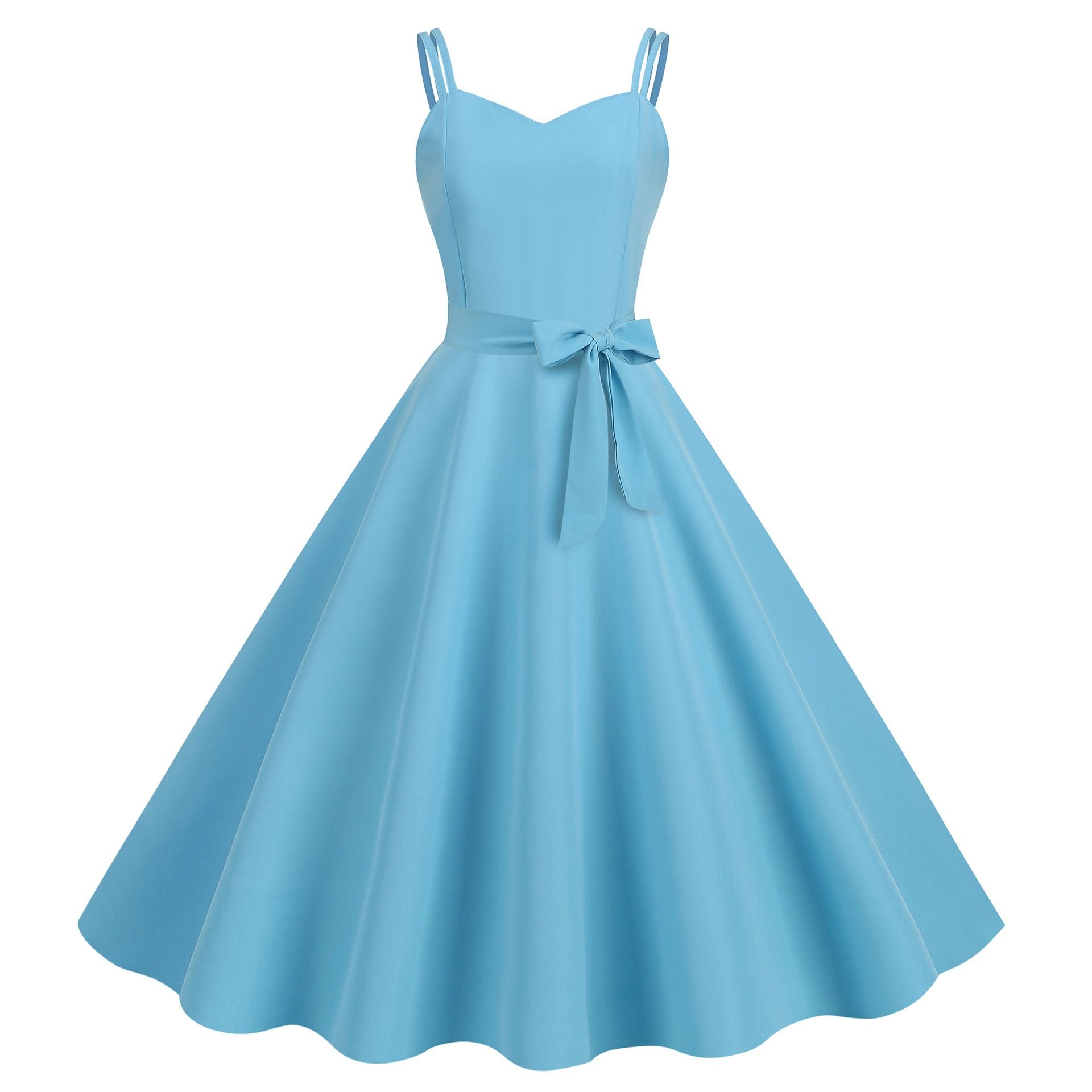 Womens 50s 60s A Line Rockabilly Dress Vintage Swing Party Dress Blue
