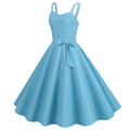 Womens 50s 60s A Line Rockabilly Dress Vintage Swing Party Dress Blue