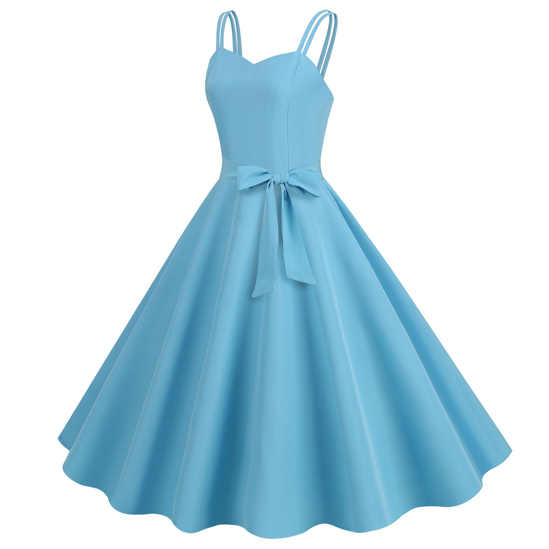 Womens 50s 60s A Line Rockabilly Dress Vintage Swing Party Dress Blue