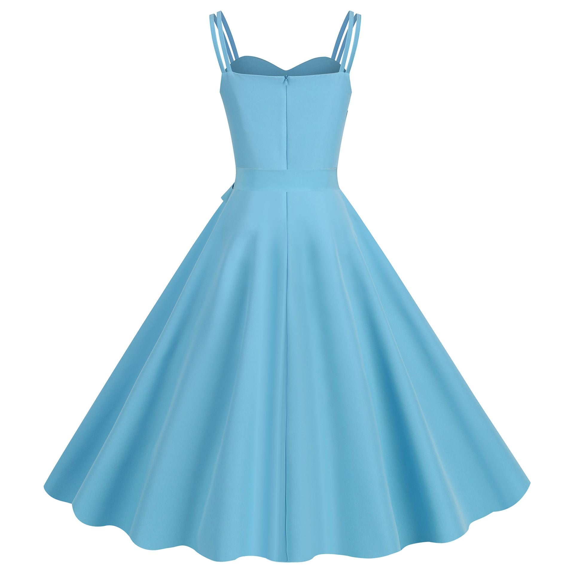 Womens 50s 60s A Line Rockabilly Dress Vintage Swing Party Dress Blue