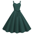 Womens 50s 60s A Line Rockabilly Dress Vintage Swing Party Dress Green