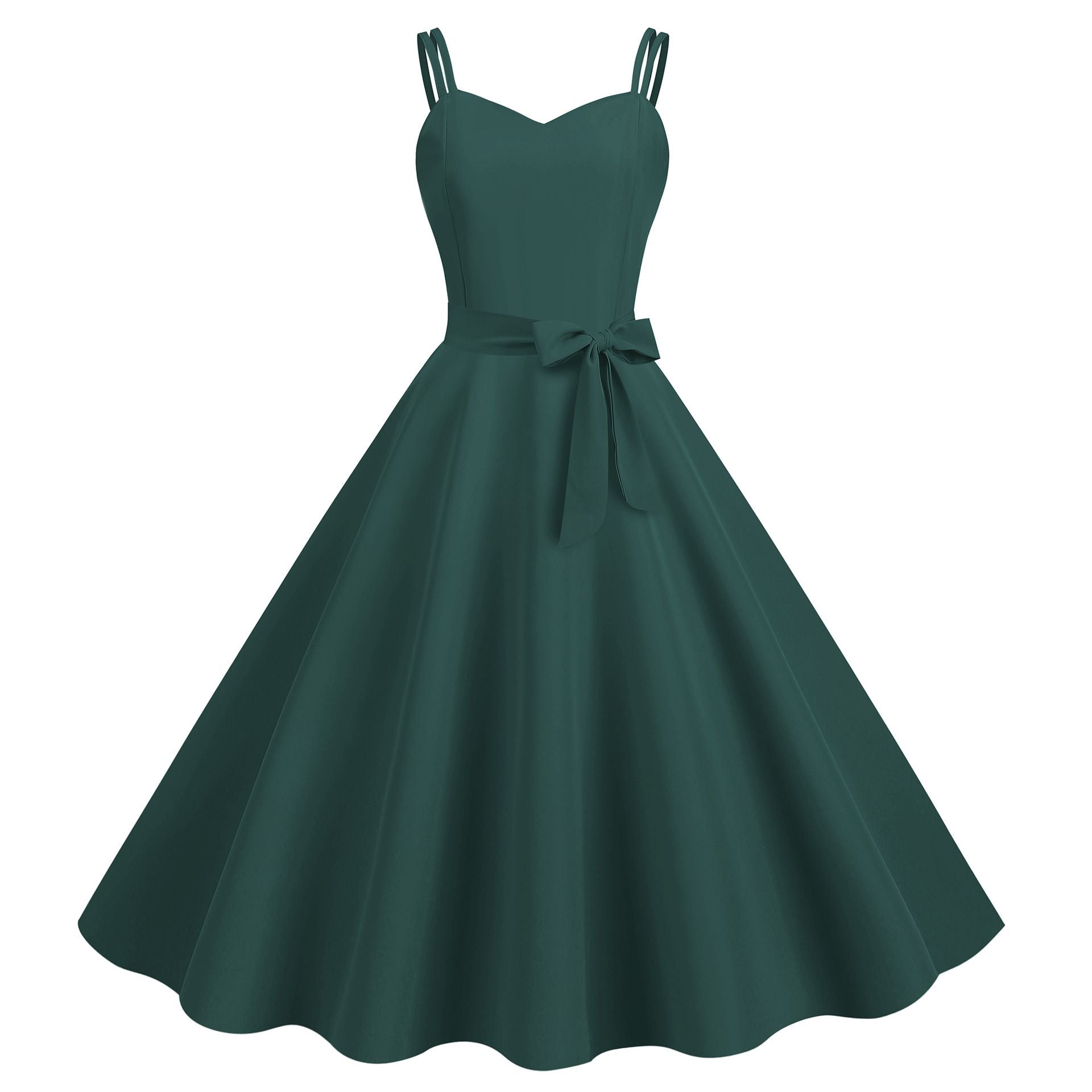 Womens 50s 60s A Line Rockabilly Dress Vintage Swing Party Dress Green
