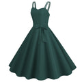 Womens 50s 60s A Line Rockabilly Dress Vintage Swing Party Dress Green