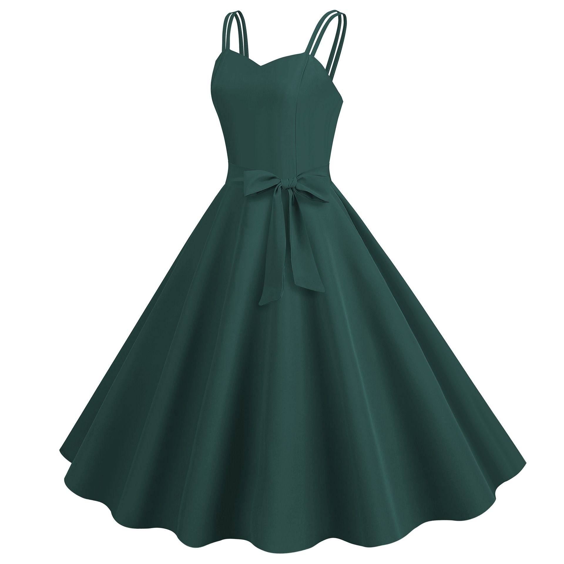 Womens 50s 60s A Line Rockabilly Dress Vintage Swing Party Dress Green