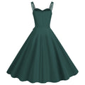 Womens 50s 60s A Line Rockabilly Dress Vintage Swing Party Dress Green