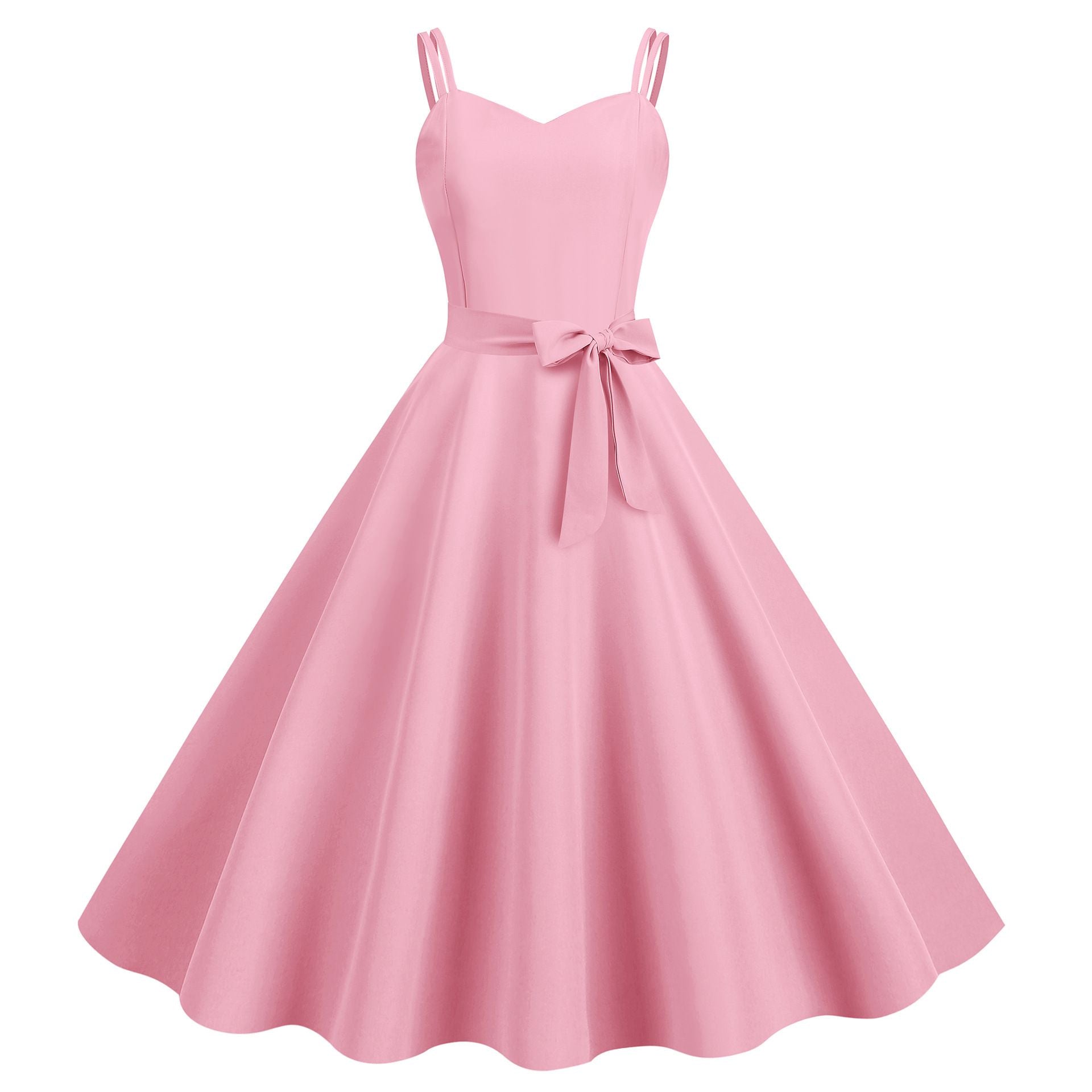 Womens 50s 60s A Line Rockabilly Dress Vintage Swing Party Dress Pinnk
