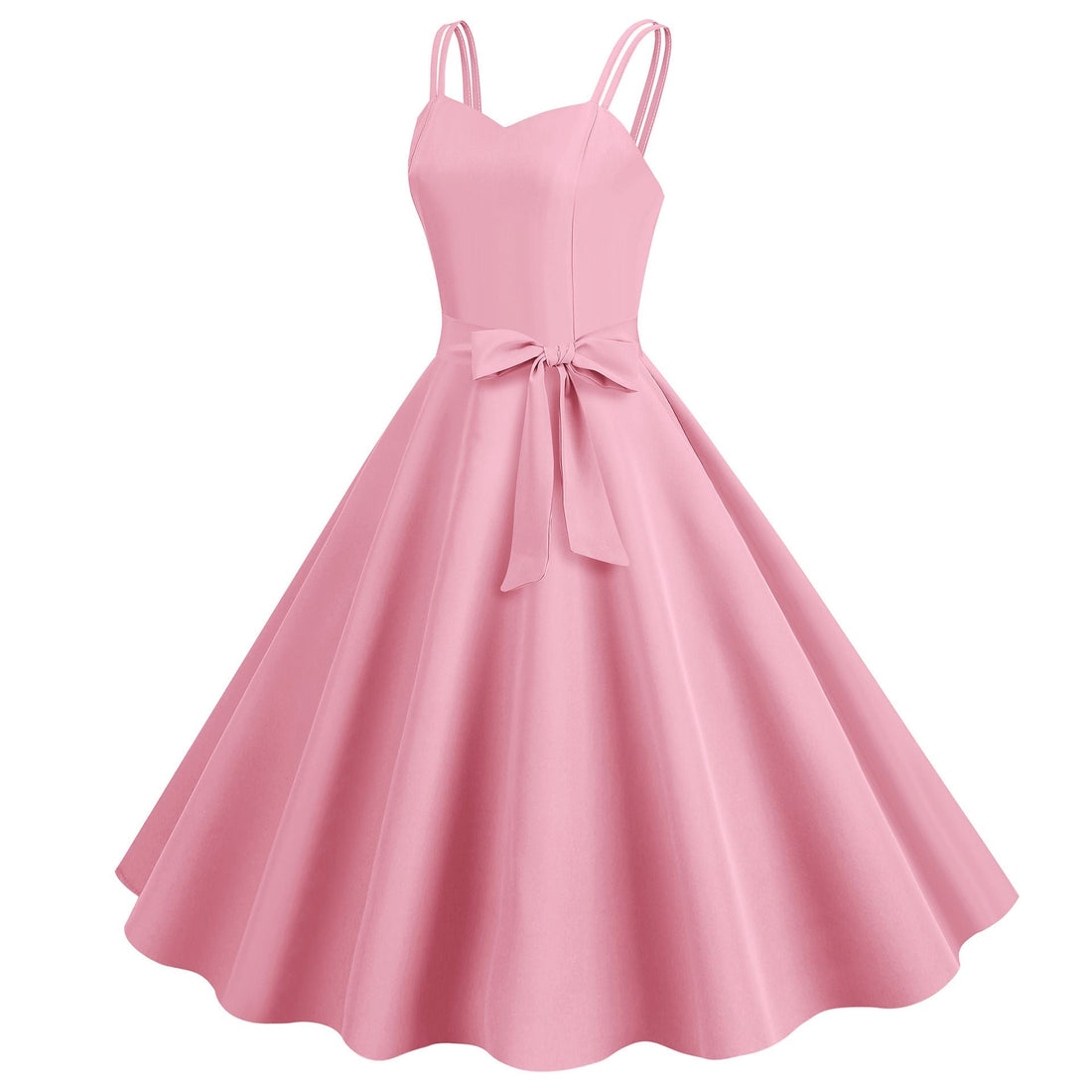 Womens 50s 60s A Line Rockabilly Dress Vintage Swing Party Dress Pinnk