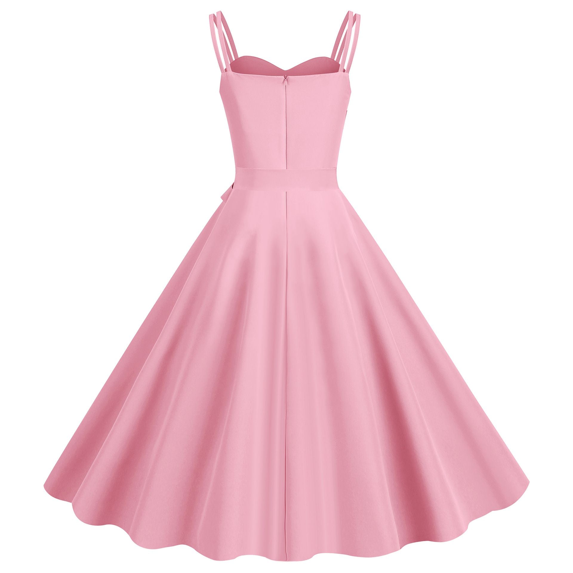 Womens 50s 60s A Line Rockabilly Dress Vintage Swing Party Dress Pinnk