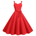 Womens 50s 60s A Line Rockabilly Dress Vintage Swing Party Dress Red