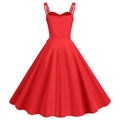 Womens 50s 60s A Line Rockabilly Dress Vintage Swing Party Dress Red