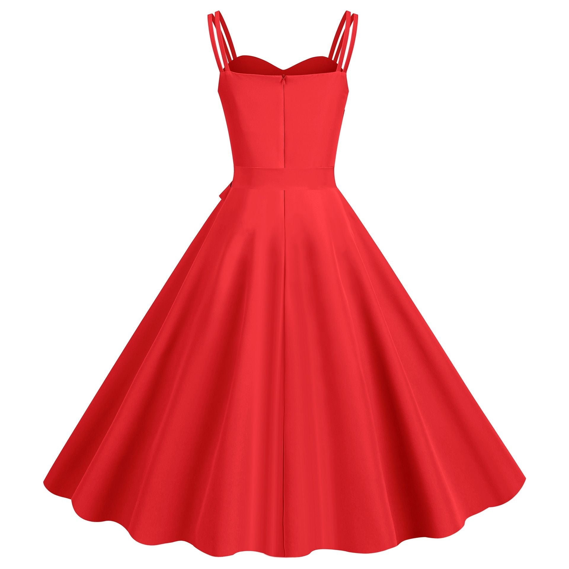 Womens 50s 60s A Line Rockabilly Dress Vintage Swing Party Dress Red
