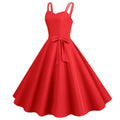 Womens 50s 60s A Line Rockabilly Dress Vintage Swing Party Dress Red