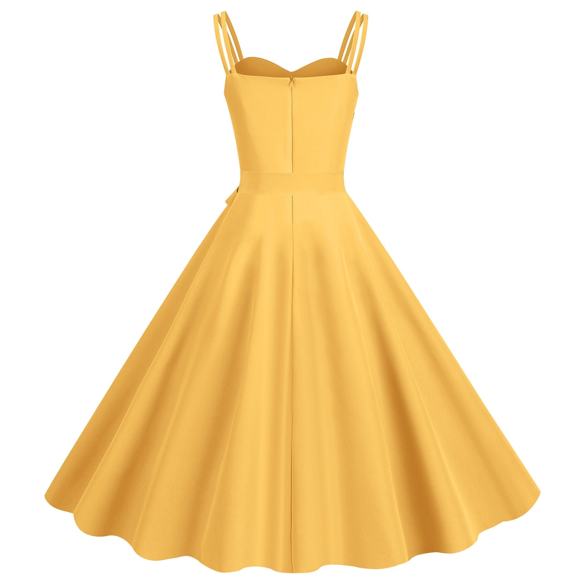 Womens 50s 60s A Line Rockabilly Dress Vintage Swing Party Dress Yellow