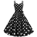 Womens 50s 60s Vintage Sleeveless Polka Dot A-Line Cocktail Party Dresses Black