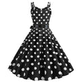 Womens 50s 60s Vintage Sleeveless Polka Dot A-Line Cocktail Party Dresses Black