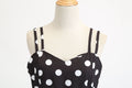 Womens 50s 60s Vintage Sleeveless Polka Dot A-Line Cocktail Party Dresses Black