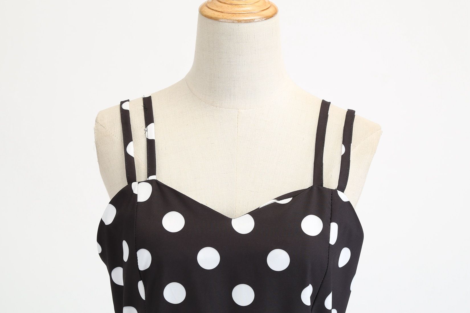 Womens 50s 60s Vintage Sleeveless Polka Dot A-Line Cocktail Party Dresses Black