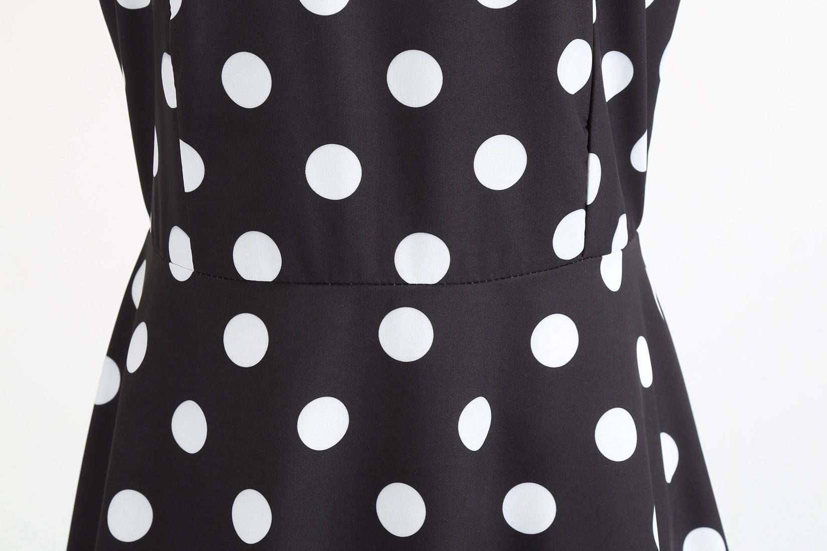 Womens 50s 60s Vintage Sleeveless Polka Dot A-Line Cocktail Party Dresses Black