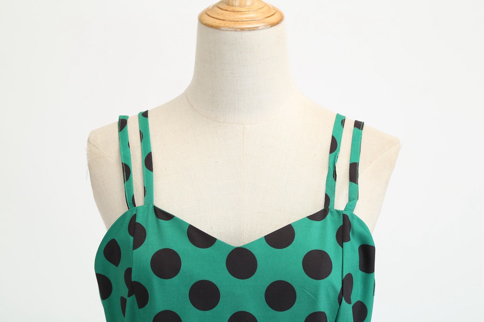 Womens 50s 60s Vintage Sleeveless Polka Dot A-Line Cocktail Party Dresses Green