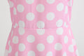 Womens 50s 60s Vintage Sleeveless Polka Dot A-Line Cocktail Party Dresses Pink