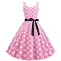 Womens 50s 60s Vintage Sleeveless Polka Dot A-Line Cocktail Party Dresses Pink
