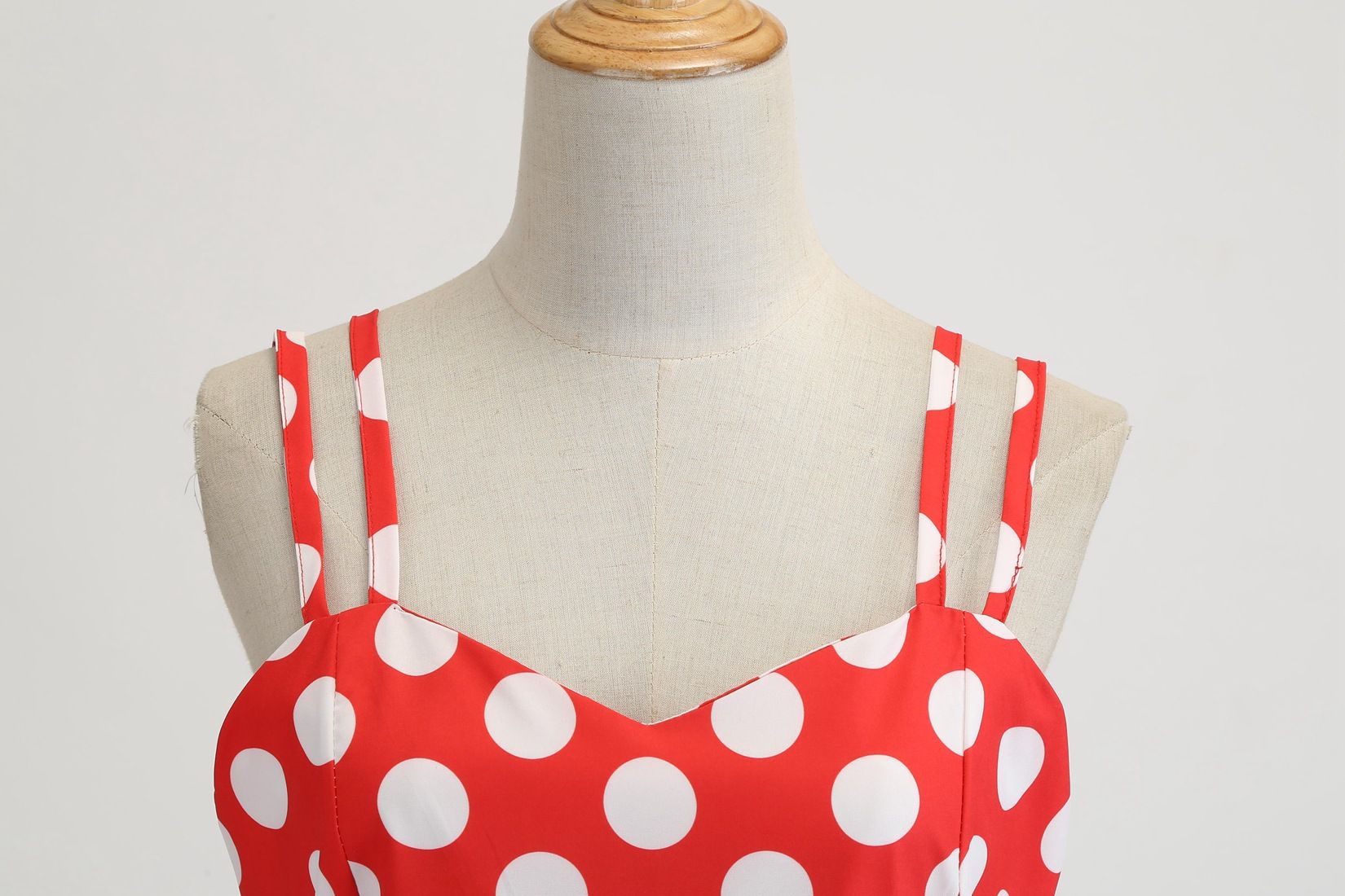 Womens 50s 60s Vintage Sleeveless Polka Dot A-Line Cocktail Party Dresses Red