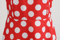 Womens 50s 60s Vintage Sleeveless Polka Dot A-Line Cocktail Party Dresses Red