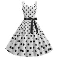 Womens 50s 60s Vintage Sleeveless Polka Dot A-Line Cocktail Party Dresses White
