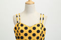 Womens 50s 60s Vintage Sleeveless Polka Dot A-Line Cocktail Party Dresses Yellow