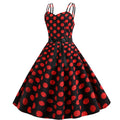 Womens 50s 60s Vintage Sleeveless Red Polka Dot A-Line Cocktail Party Dresses