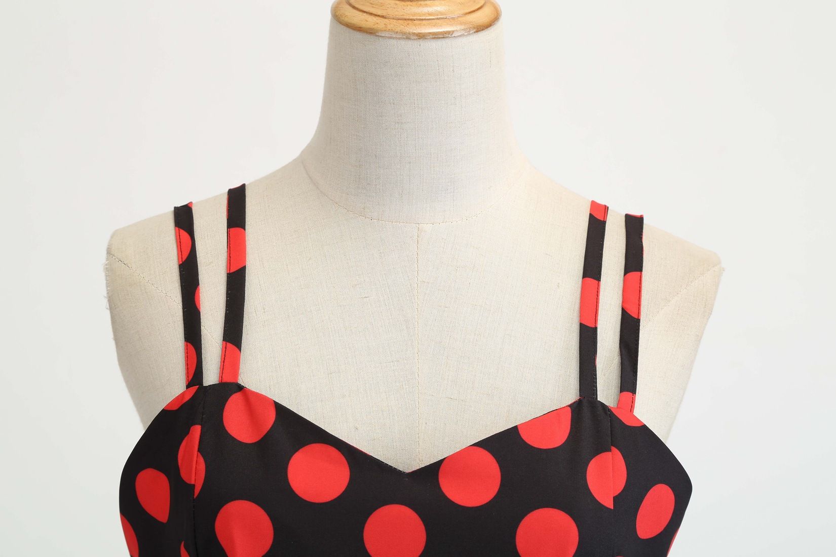 Womens 50s 60s Vintage Sleeveless Red Polka Dot A-Line Cocktail Party Dresses