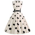 Womens 50s Vintage Retro Rockabilly Sleeveless V Neck Cocktail Party Swing Dress Beige