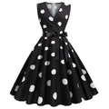 Womens 50s Vintage Retro Rockabilly Sleeveless V Neck Cocktail Party Swing Dress Black