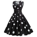 Womens 50s Vintage Retro Rockabilly Sleeveless V Neck Cocktail Party Swing Dress Black