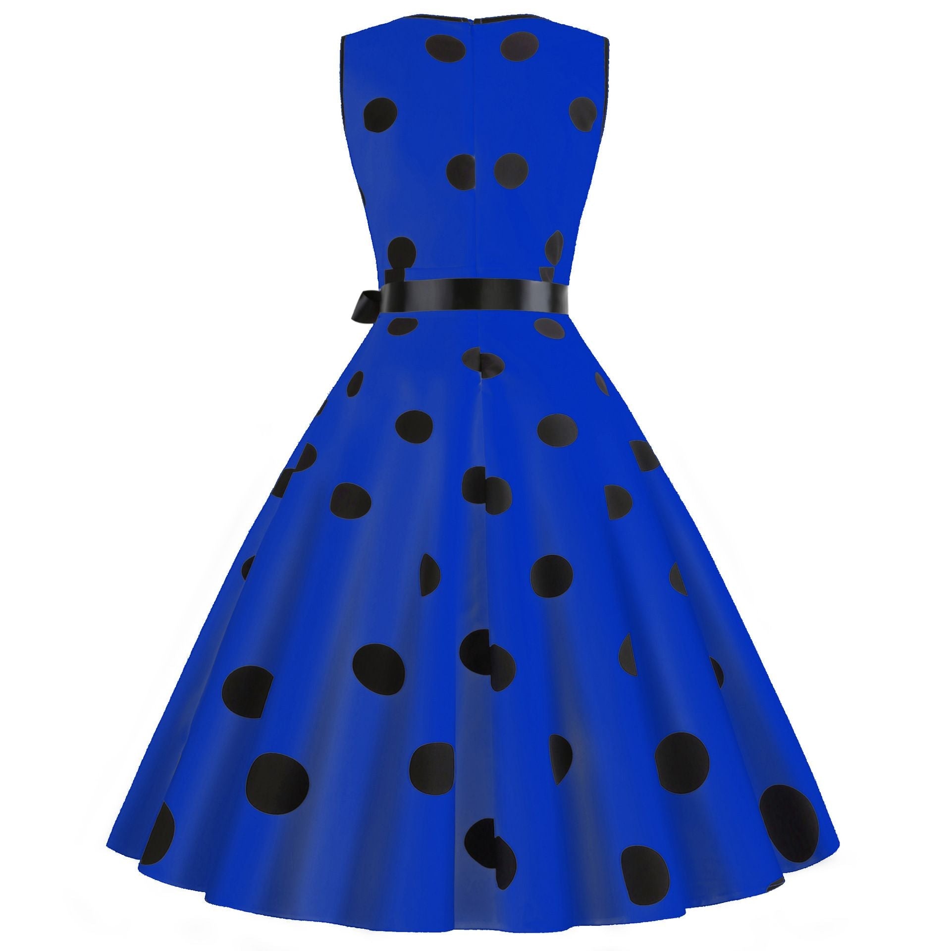 Womens 50s Vintage Retro Rockabilly Sleeveless V Neck Cocktail Party Swing Dress Blue